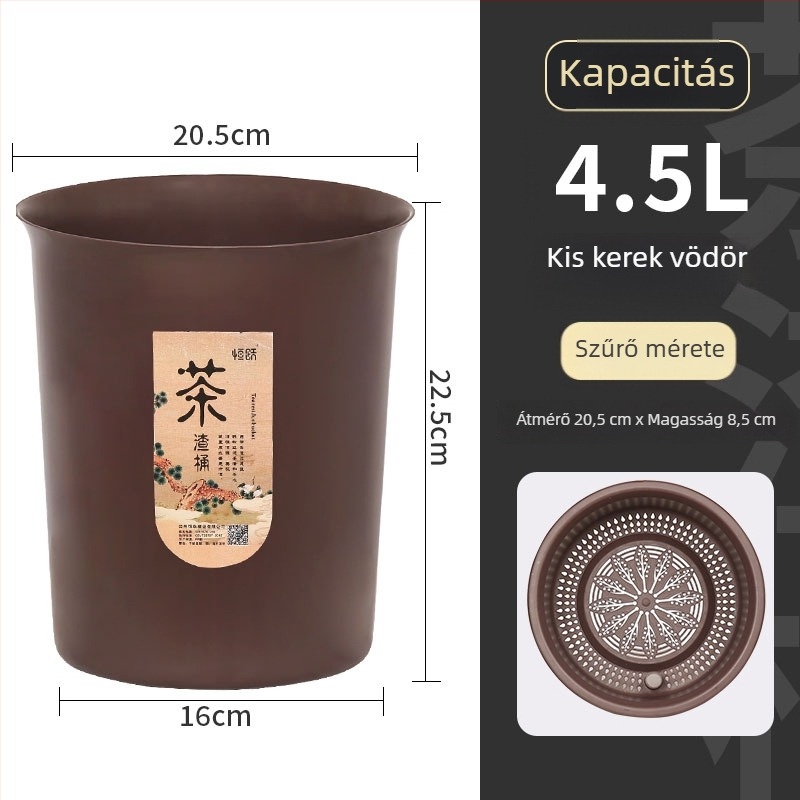 Tea-hulladék szemetes szűrőhálóval, száraz–nedves elkülönítés, kis méretű konyhai szemetes