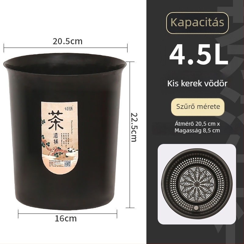 Tea-hulladék szemetes szűrőhálóval, száraz–nedves elkülönítés, kis méretű konyhai szemetes