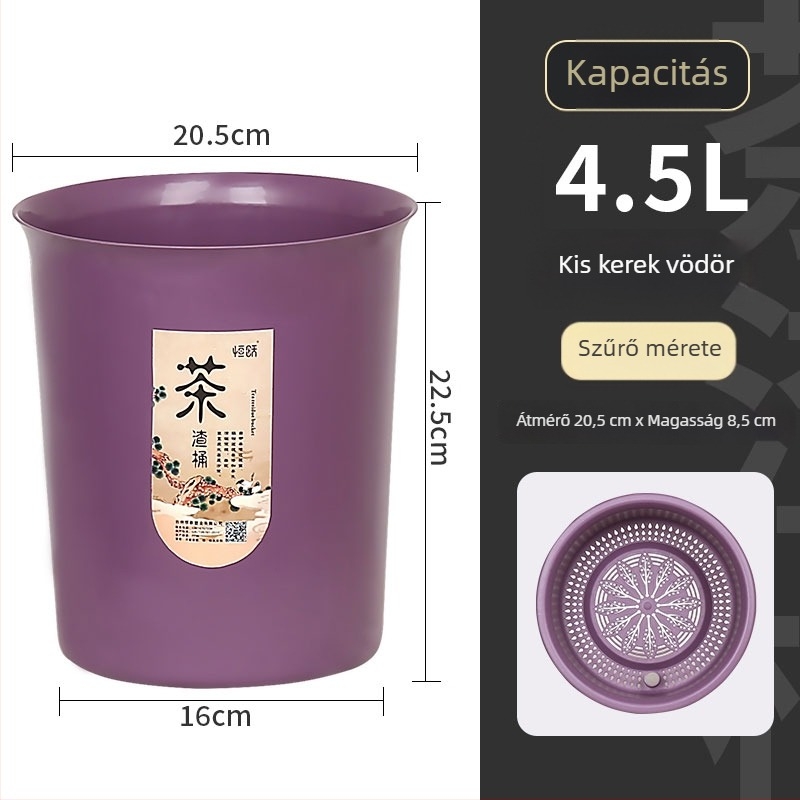 Tea-hulladék szemetes szűrőhálóval, száraz–nedves elkülönítés, kis méretű konyhai szemetes
