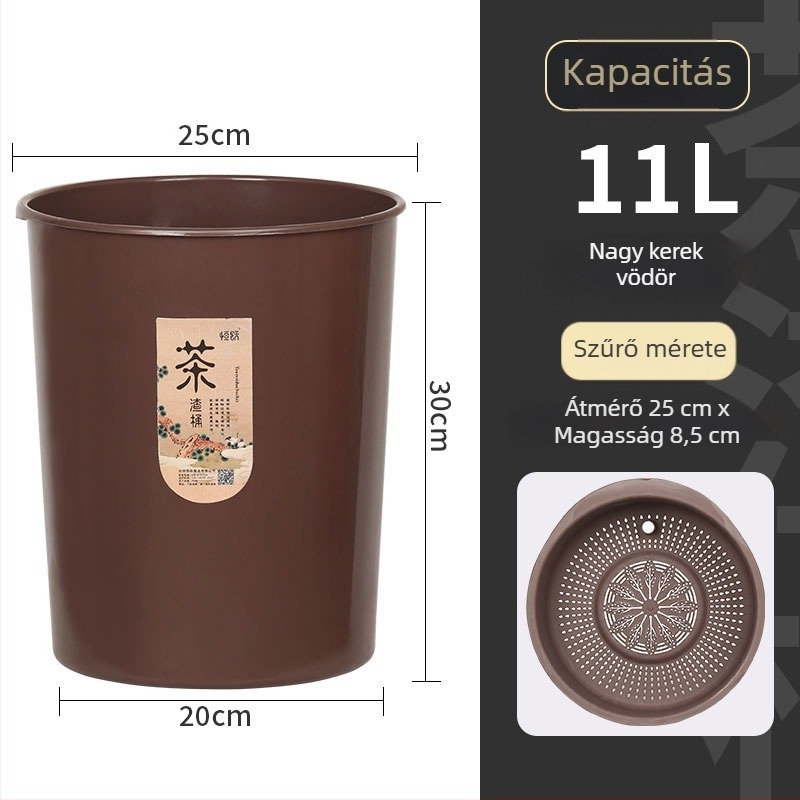Tea-hulladék szemetes szűrőhálóval, száraz–nedves elkülönítés, kis méretű konyhai szemetes