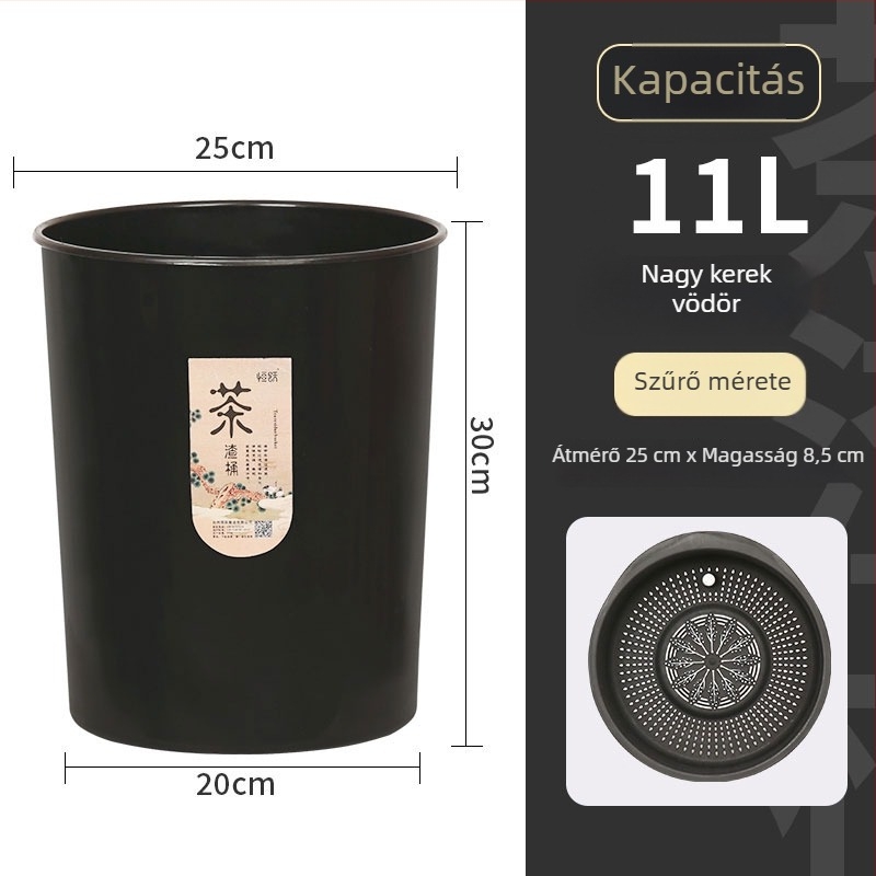 Tea-hulladék szemetes szűrőhálóval, száraz–nedves elkülönítés, kis méretű konyhai szemetes