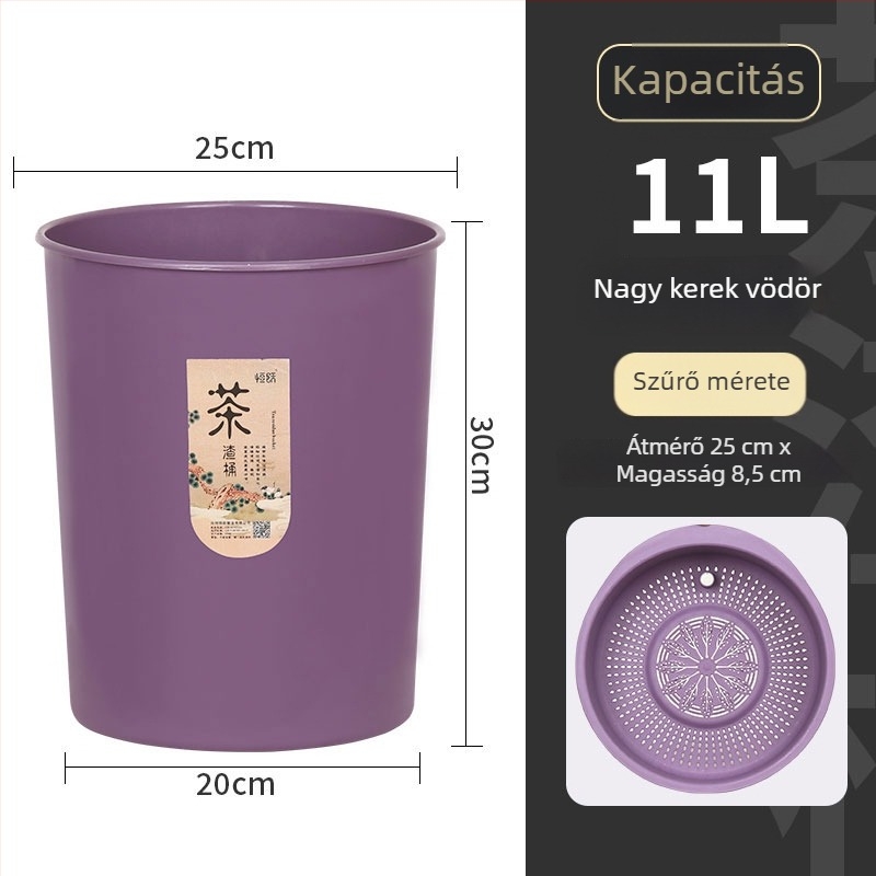 Tea-hulladék szemetes szűrőhálóval, száraz–nedves elkülönítés, kis méretű konyhai szemetes