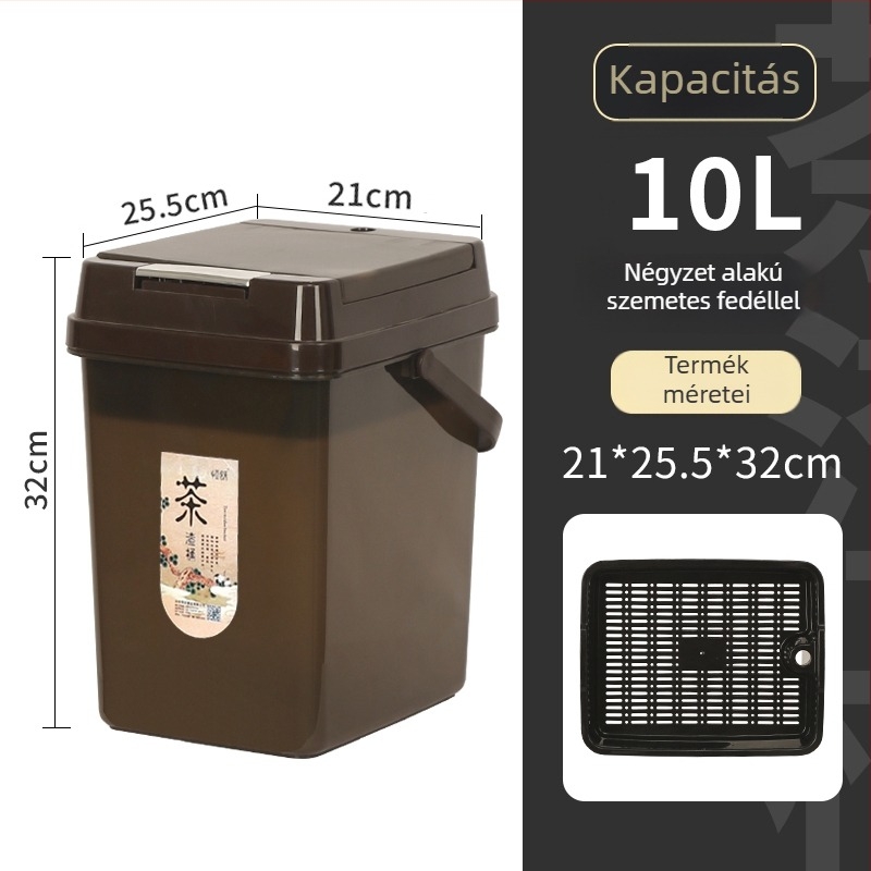 Tea-hulladék szemetes szűrőhálóval, száraz–nedves elkülönítés, kis méretű konyhai szemetes