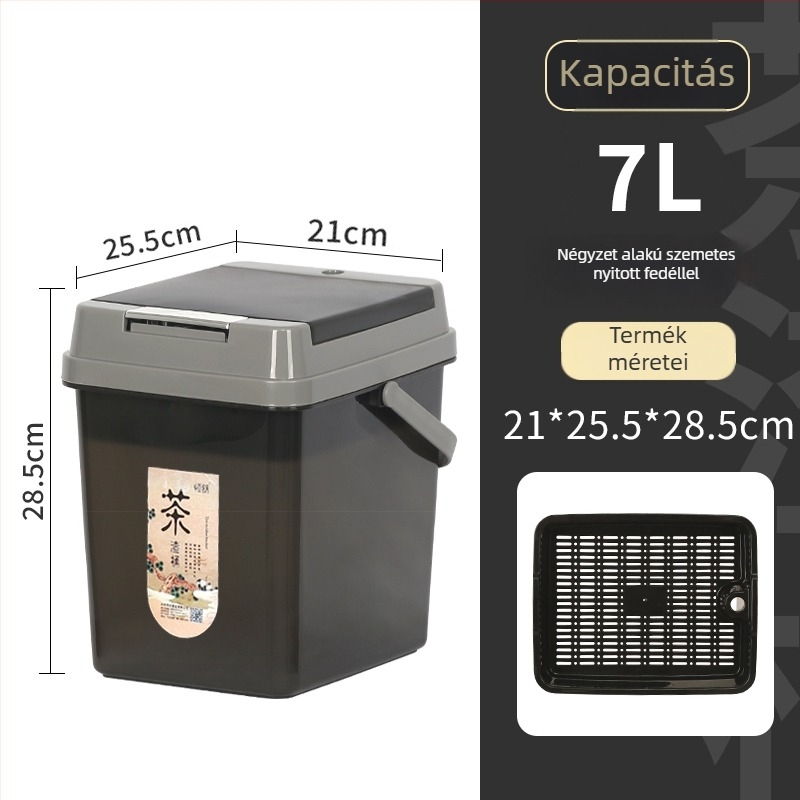 Tea-hulladék szemetes szűrőhálóval, száraz–nedves elkülönítés, kis méretű konyhai szemetes