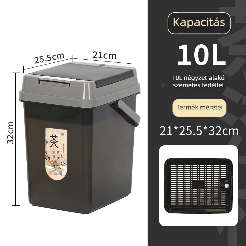 Tea-hulladék szemetes szűrőhálóval, száraz–nedves elkülönítés, kis méretű konyhai szemetes