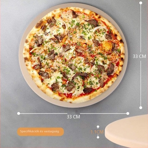 Cordierite pizzatábla vasdrót tartóval és pizza késével – magas hőmérsékletre tervezett sütőlap