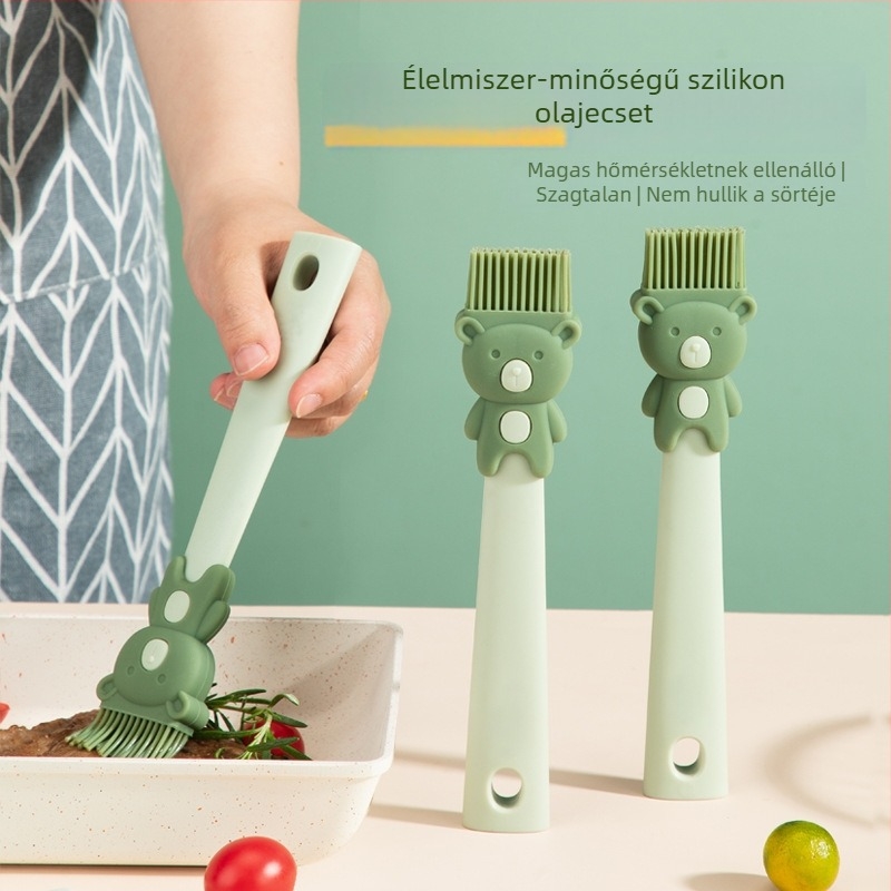 Szilikon basting ecset karikatúra dizájnnal, magas hőmérsékletnek ellenálló konyhai ecset sütéshez és palacsintákhoz
