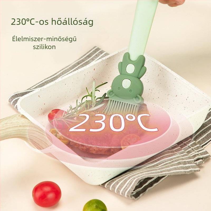 Szilikon basting ecset karikatúra dizájnnal, magas hőmérsékletnek ellenálló konyhai ecset sütéshez és palacsintákhoz