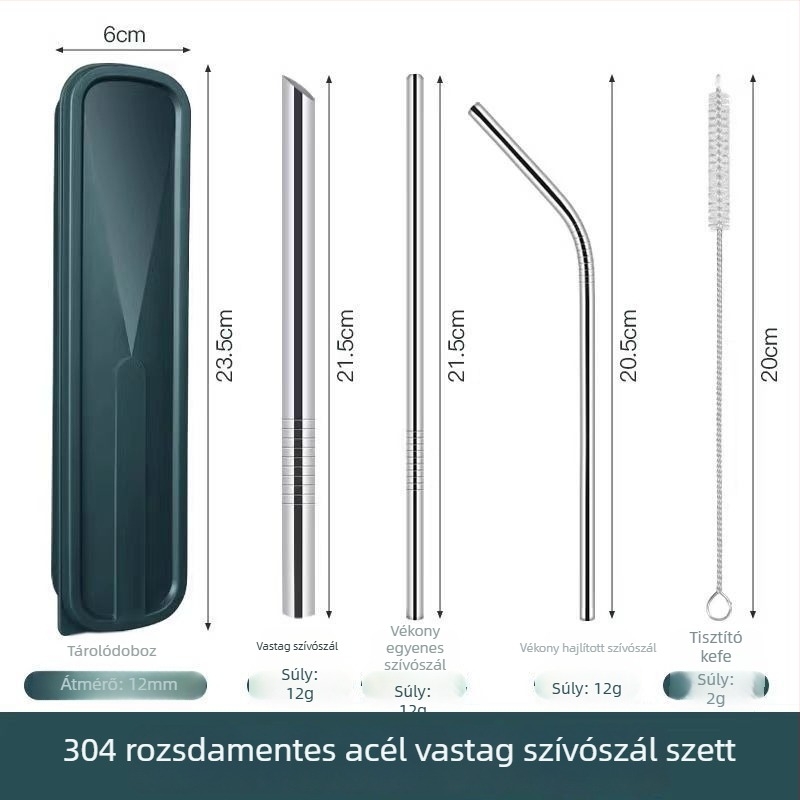 316 rozsdamentes acél szívószálak, élelmiszer-minőségűek, pearl milk tea-hez, nagy átmérő, karcolásálló, otthoni használatra