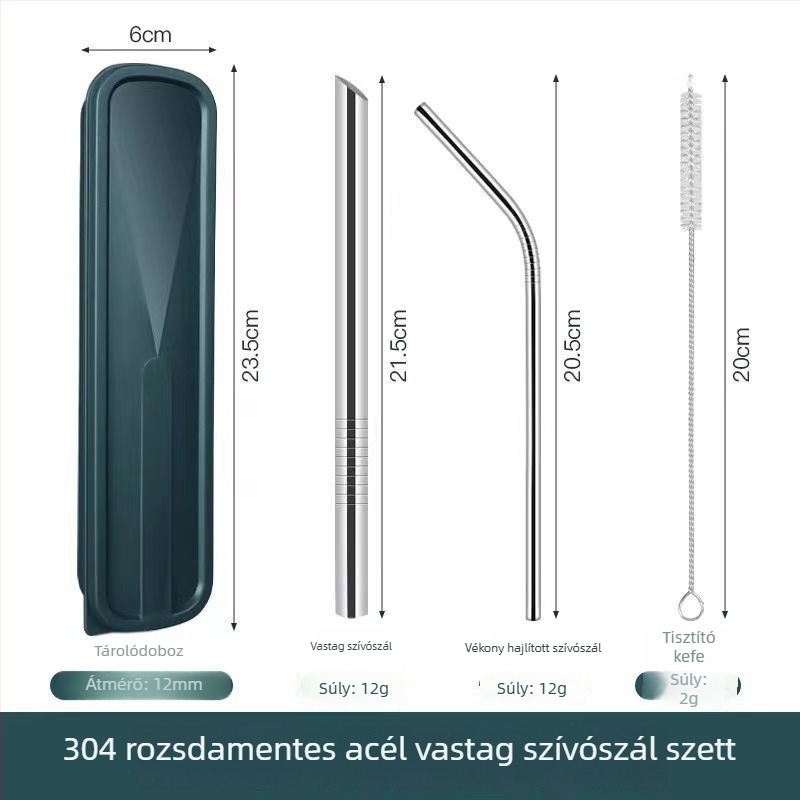 316 rozsdamentes acél szívószálak, élelmiszer-minőségűek, pearl milk tea-hez, nagy átmérő, karcolásálló, otthoni használatra