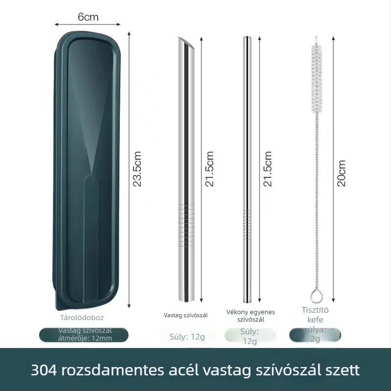 316 rozsdamentes acél szívószálak, élelmiszer-minőségűek, pearl milk tea-hez, nagy átmérő, karcolásálló, otthoni használatra