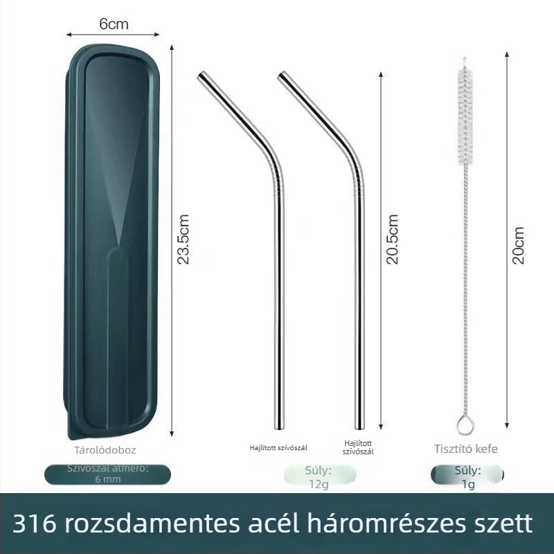 316 rozsdamentes acél szívószálak, élelmiszer-minőségűek, pearl milk tea-hez, nagy átmérő, karcolásálló, otthoni használatra
