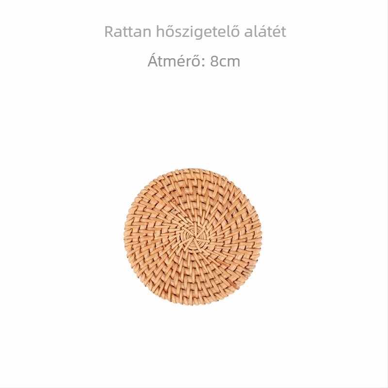 Kör alakú rattanból készült hőálló alátét poharakhoz, étkezőasztalra és fazekakhoz, egy darab