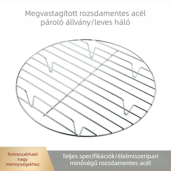 Rozsdamentes acél gőzölő állvány kör alakú beépítéssel, hálós gőzölő lemezzel és tapadásmentes alappal