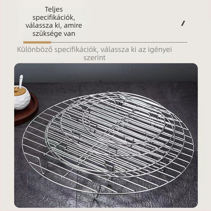 Rozsdamentes acél gőzölő állvány kör alakú beépítéssel, hálós gőzölő lemezzel és tapadásmentes alappal