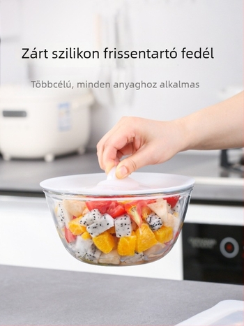 Szilikon frissességmegőrző fedél mikrohullámú sütőhöz, kerek tálfedő, élelmiszerbiztonsági minősítésű, cseppálló zárófedél