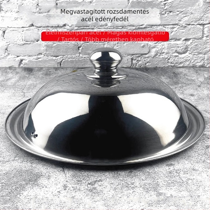 Vastított rozsdamentes acél fazékfedő kereskedelmi wokokhoz és kerek, magas leveses fazekakhoz