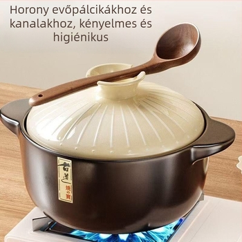 Kerámiás kaserola otthoni használatra, magas hőmérséklet-ellenálló, repedésmentes, gáztűzhelyhez alkalmas, kerámia leveses edény