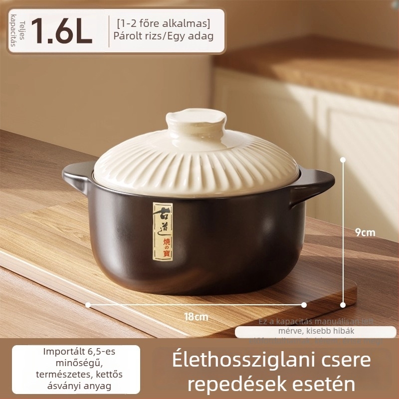 Kerámiás kaserola otthoni használatra, magas hőmérséklet-ellenálló, repedésmentes, gáztűzhelyhez alkalmas, kerámia leveses edény