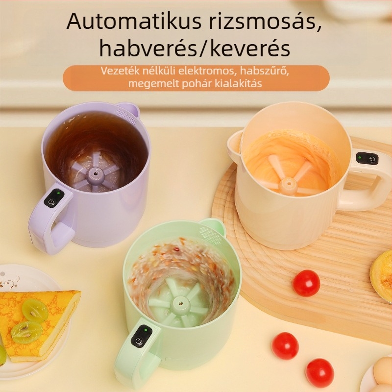 Kompakt, többfunkciós elektromos tojáskeverő és rizsöblítő keverő, hordozható