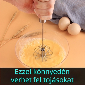 14 hüvelykes rozsdamentes acél forgó tojáshabverő, félautomata, kézi nyomású típus, háztartási használatra