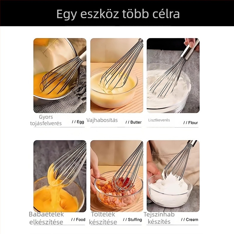 Kézi tojáshabosító rozsdamentes acélból