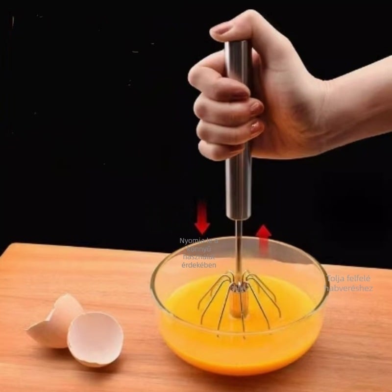 Rozsdamentes acélból készült félautomata tojásfelverő, nyomással működő forgó mixer