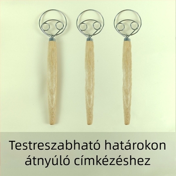 Rozsdamentes acél tojásverő, liszt szitó, tésztakeverő, tölgyfa salátaszerszám, kézi konyhai sütőeszközök