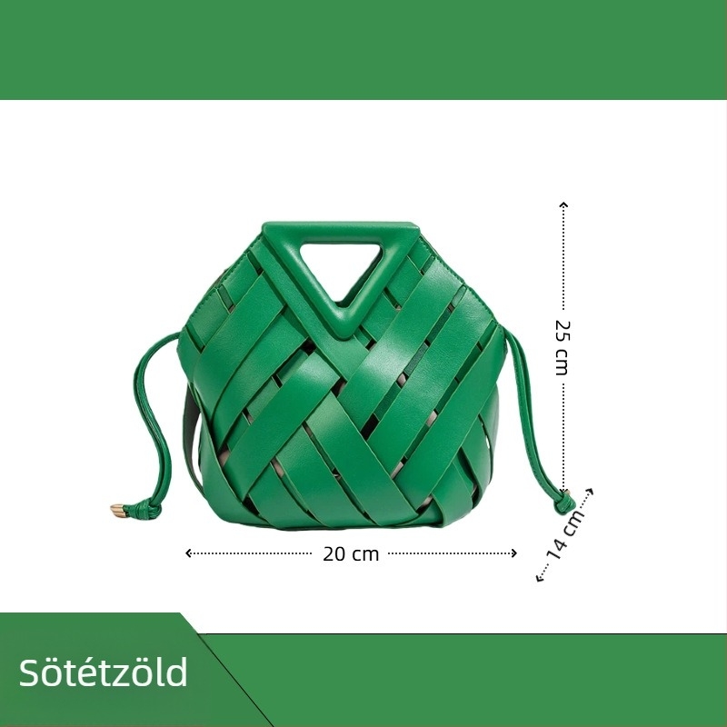 Yingyuejin PU Szövött Szív Formájú crossbody táska mágneses zárással, közepes méret, belső cipzáras zseb, pamut bélés