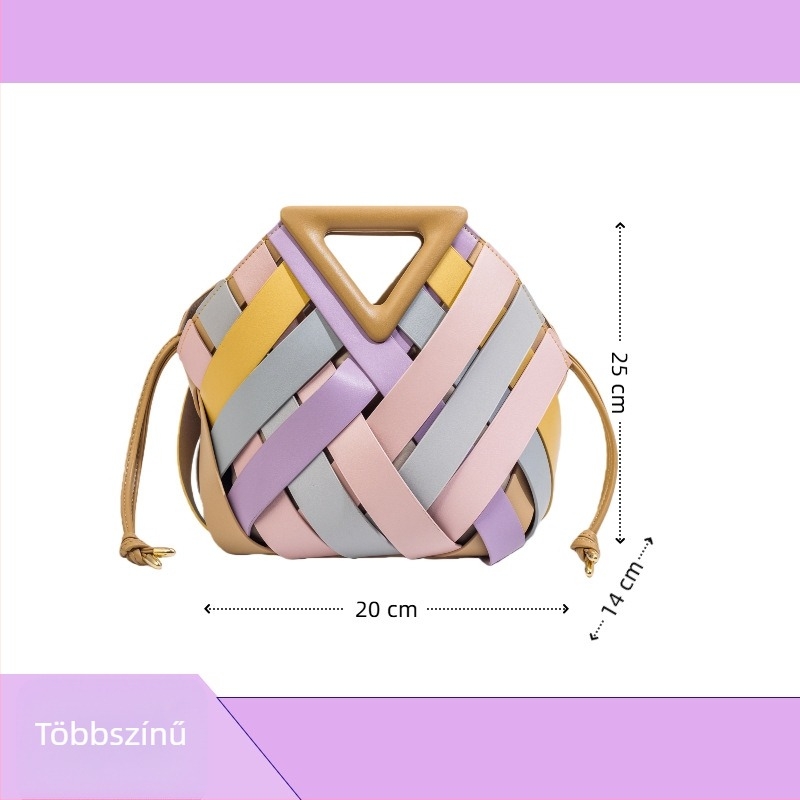 Yingyuejin PU Szövött Szív Formájú crossbody táska mágneses zárással, közepes méret, belső cipzáras zseb, pamut bélés