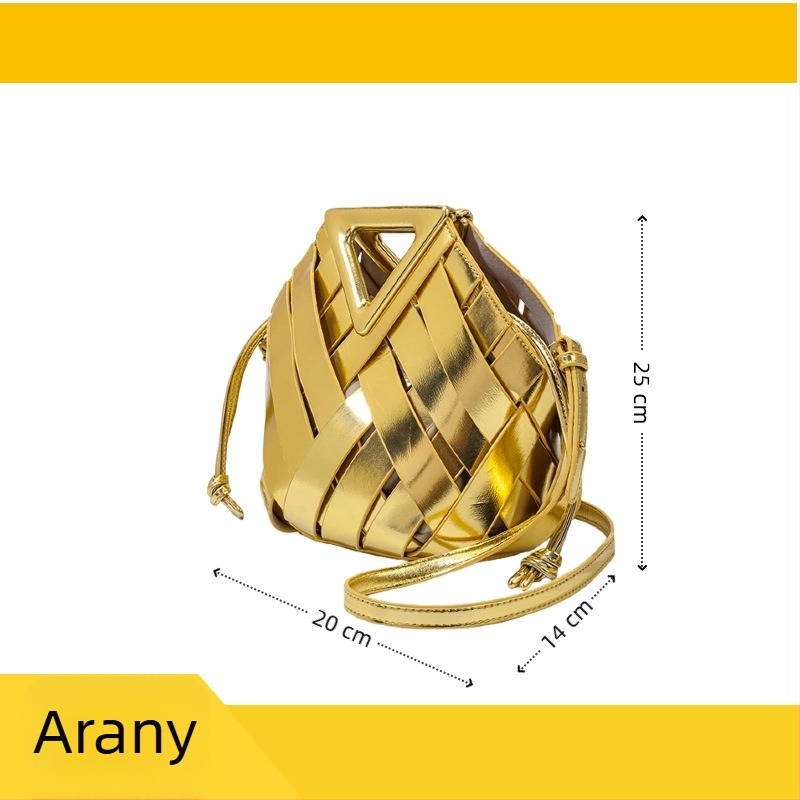 Yingyuejin PU Szövött Szív Formájú crossbody táska mágneses zárással, közepes méret, belső cipzáras zseb, pamut bélés