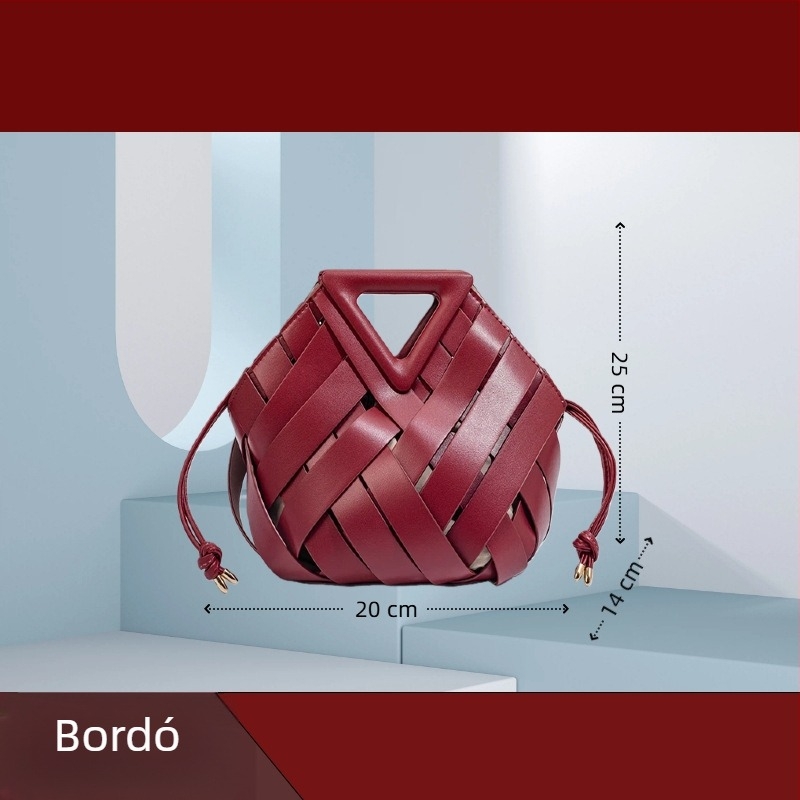 Yingyuejin PU Szövött Szív Formájú crossbody táska mágneses zárással, közepes méret, belső cipzáras zseb, pamut bélés