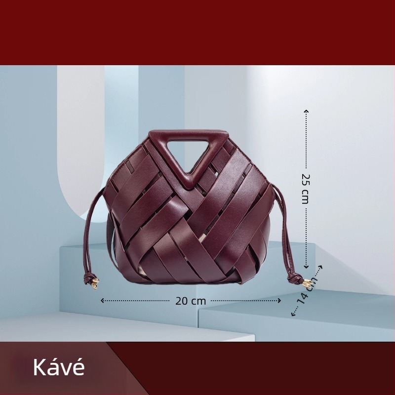 Yingyuejin PU Szövött Szív Formájú crossbody táska mágneses zárással, közepes méret, belső cipzáras zseb, pamut bélés
