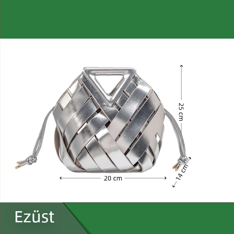 Yingyuejin PU Szövött Szív Formájú crossbody táska mágneses zárással, közepes méret, belső cipzáras zseb, pamut bélés