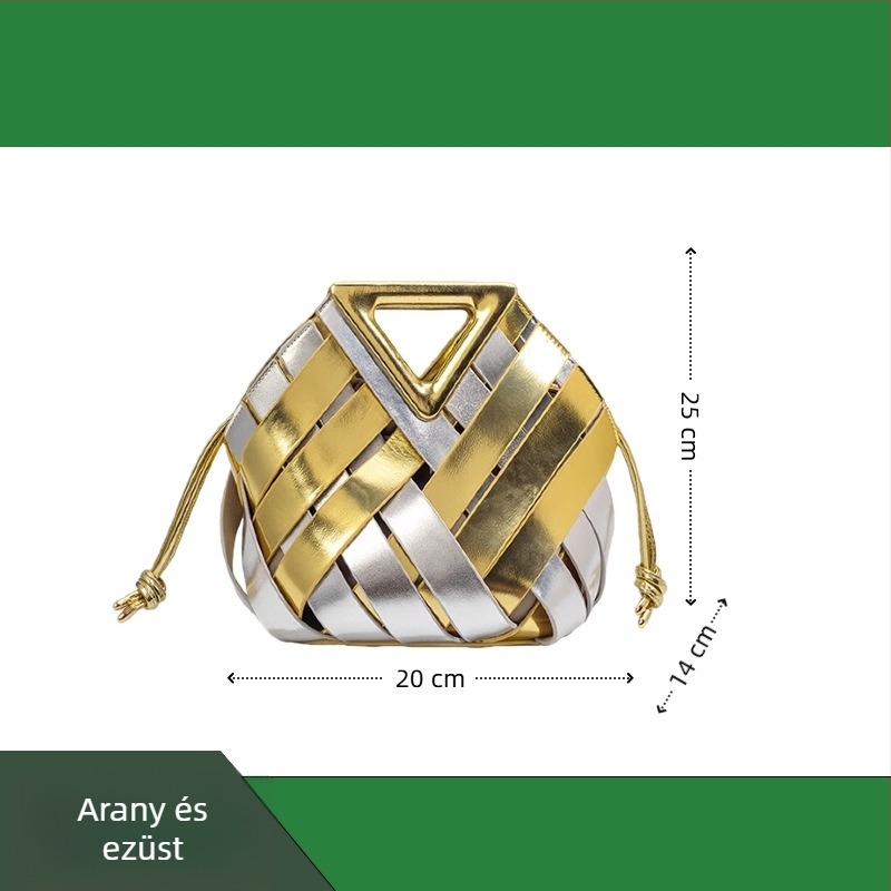 Yingyuejin PU Szövött Szív Formájú crossbody táska mágneses zárással, közepes méret, belső cipzáras zseb, pamut bélés