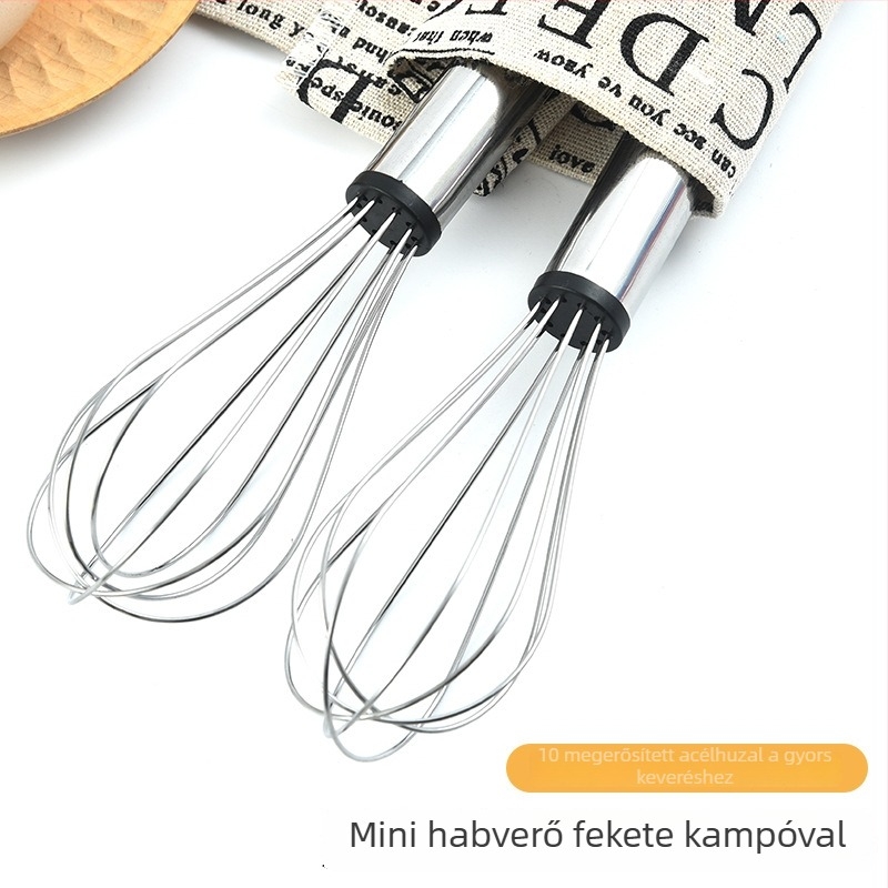 Rozsdamentes acél kézi tojáshabáló, 8 hüvelykes konyhai habverő