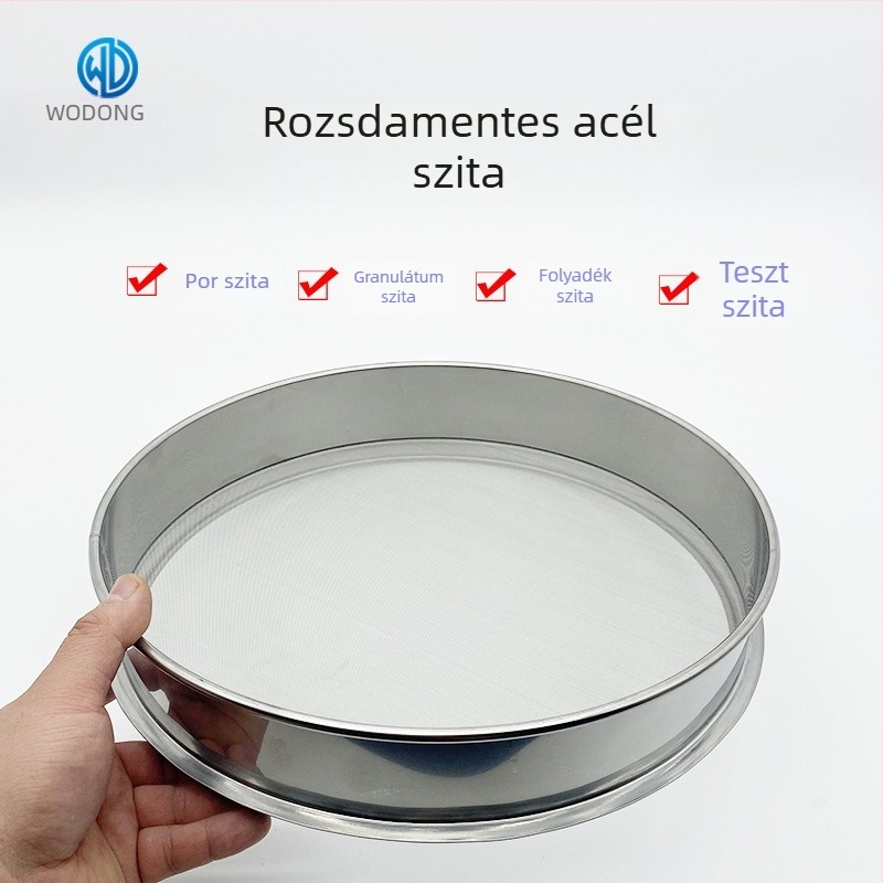 Rozsdamentes acél hálószita liszthez, laboratóriumi vizsgálatokhoz és gyógyszerporokhoz