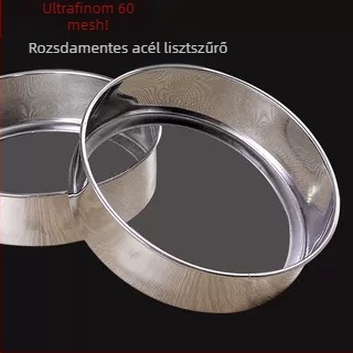Rozsdamentes acél lisztszitáló – finom liszt- és porcukor-sita, kézi használatú sütési eszköz