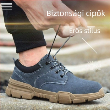 Férfi könnyű, lélegző acélorrú munkacipő, ütésálló és átszúrás elleni védelem, kopásálló, hegesztőknek, nyári építkezésekhez