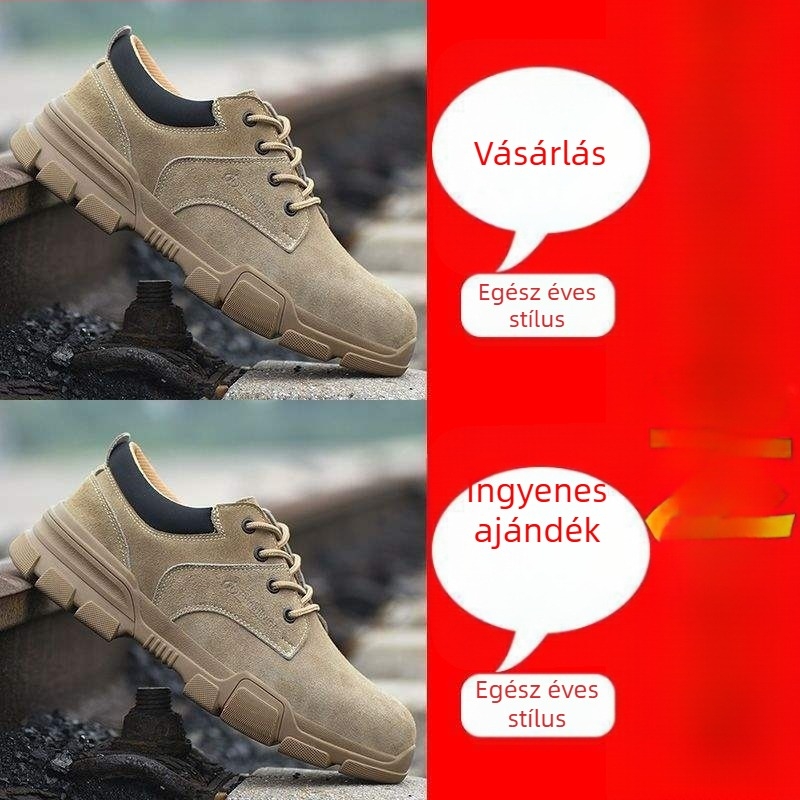 Férfi könnyű, lélegző acélorrú munkacipő, ütésálló és átszúrás elleni védelem, kopásálló, hegesztőknek, nyári építkezésekhez