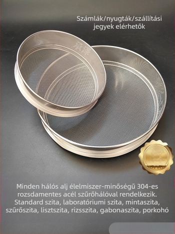 304 rozsdamentes acél liszt- és kínai gyógyászati por szita, 10–200 szem, standard mintaszita, rizs- és laboratóriumi használatra
