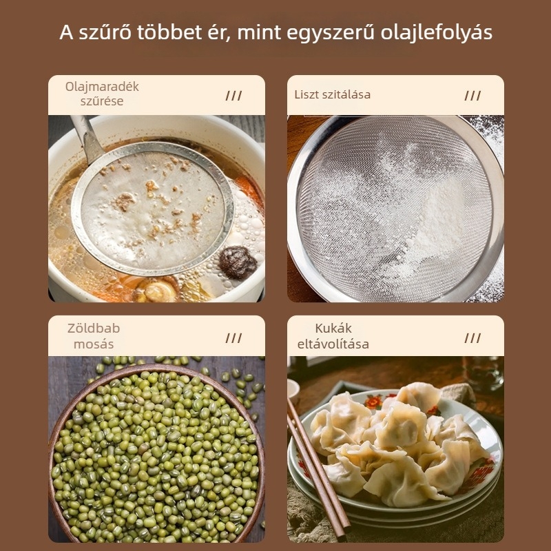 Liszt szitáló készlet: kicsi, közepes és nagy méretben, 201-es rozsdamentes acélból, vákuum aranyozott bevonattal, ferde élű szűrőhálók