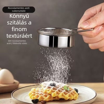 304 rozsdamentes acél mini lisztszit kávéhoz, cukorhoz és kakaóporhoz – süteményekhez és desszertekhez