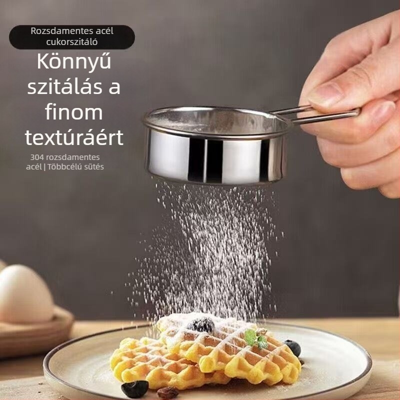 304 rozsdamentes acél mini lisztszit kávéhoz, cukorhoz és kakaóporhoz – süteményekhez és desszertekhez