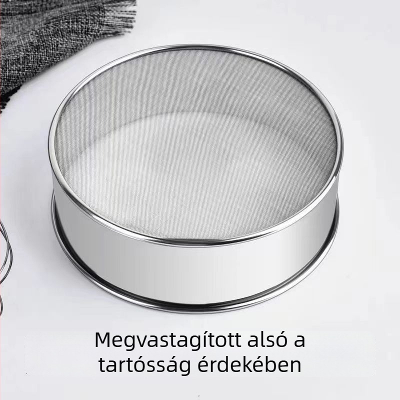304 rozsdamentes acél lisztszita, 40/60 szem, konyhai sütőeszköz