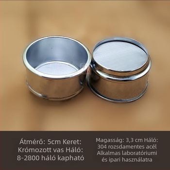 Gyöngypor szita, 5 cm átmérő, vizsgálati szita, 8-as háló