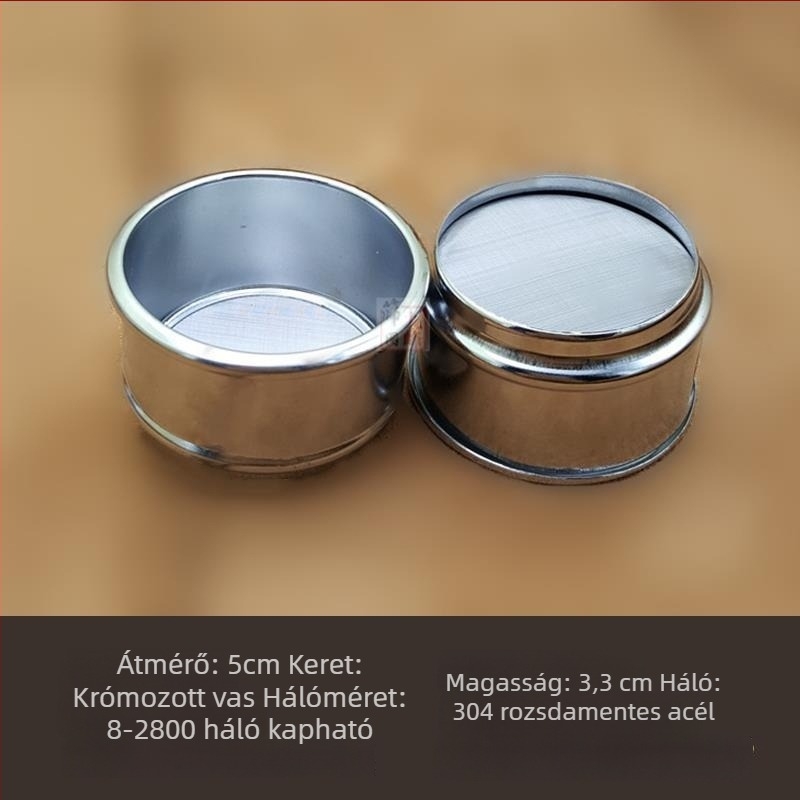 Gyöngypor szita, 5 cm átmérő, vizsgálati szita, 8-as háló