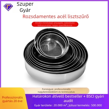 Rozsdamentes acél liszt- és porcukor-szita, kézi használatra, körkörös finom háló 40/60