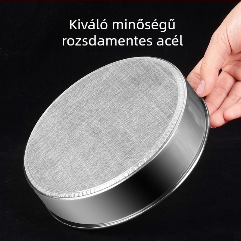 Rozsdamentes acélból készült vastag liszt-szita, 60-as háló, 15 cm × 20 cm, rizslisztszita sütéshez, szezámmag-szita