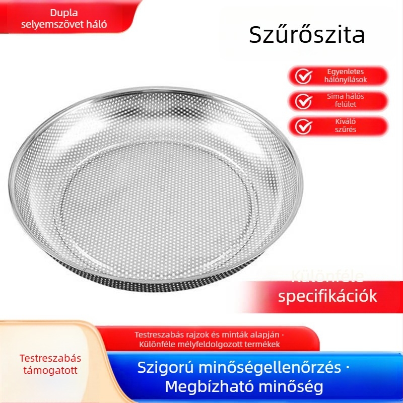 Kör alakú 304 rozsdamentes acél szita háztartási használatra, szezámliszt szita
